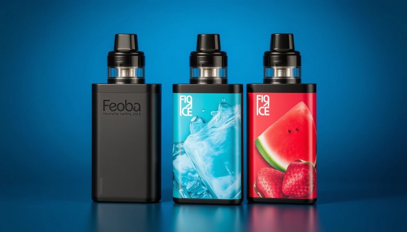 Feoba Big Bar 6000 disposable vape showcasing its sleek design and flavor options like Strawberry Ice and Watermelon Ice